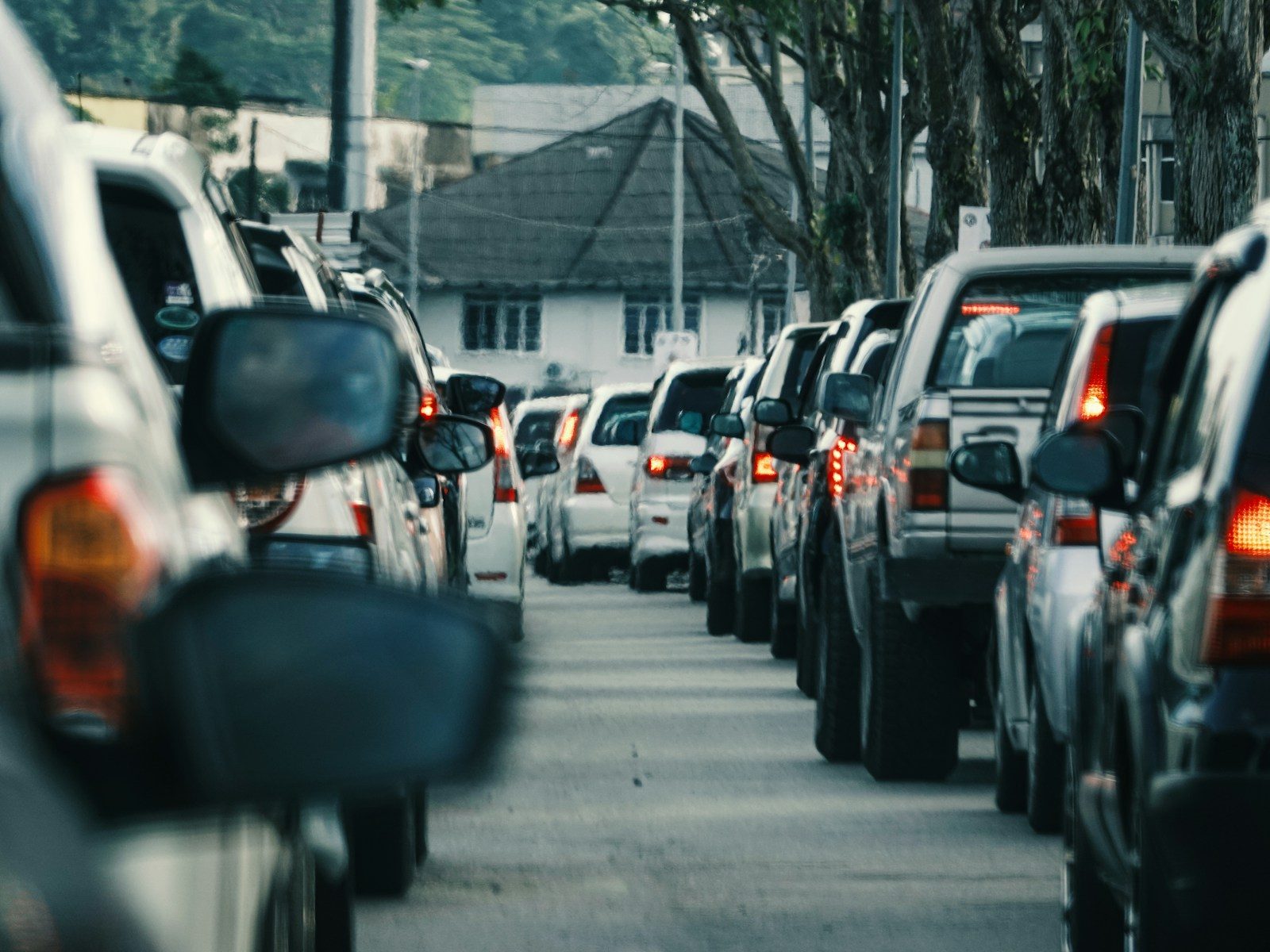 A long line of cars in traffic